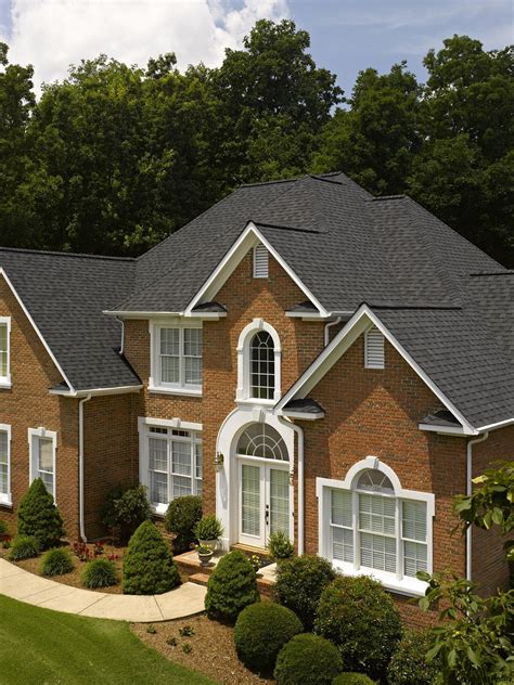 houses with black shingle roofs